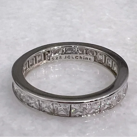 Sterling Silver CZ Princess Cut Eternity Band - Picture 10 of 10